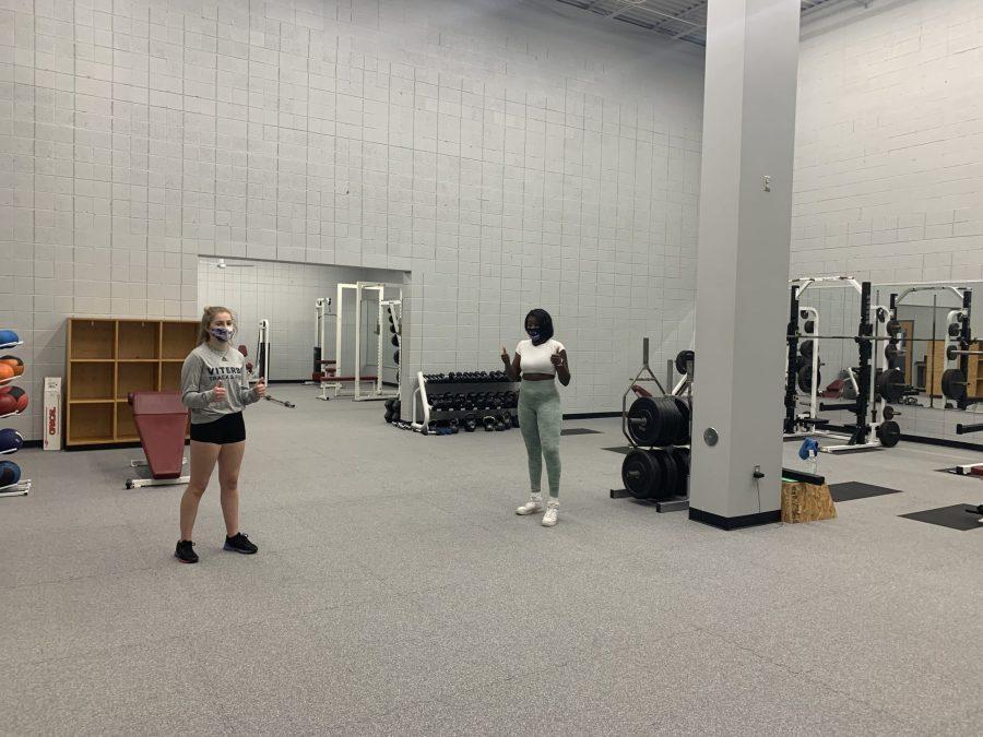 Maria Dabe and 
Gabby Geszvain working out in the new facility. 