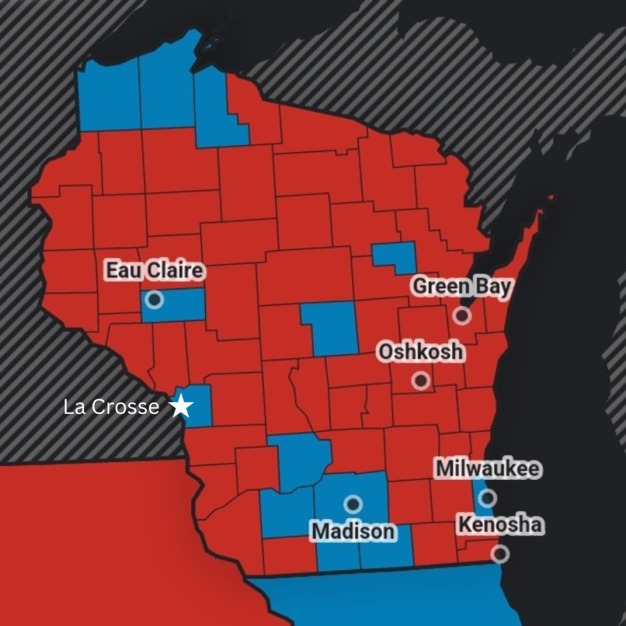 Wisconsin’s 2022 Midterm Senate race results as reported by the Associated Press. Map shows the state of Wisconsin.